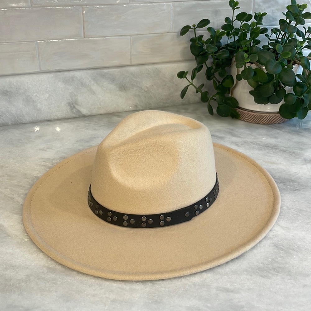 Studded Strap Flat Brim Hat